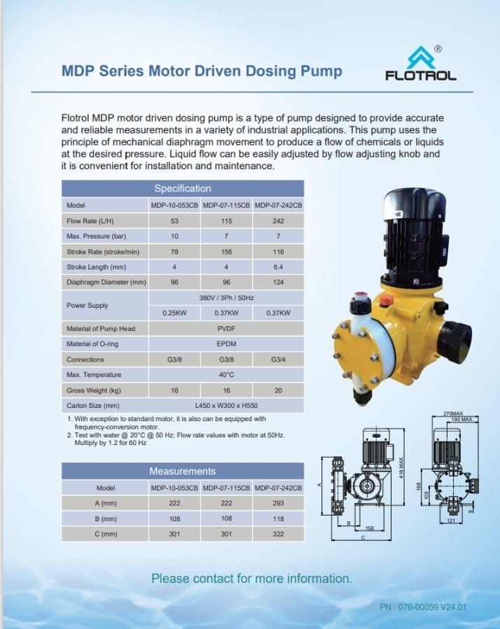 Flotrol MDP Motor Driven Dosing Pompa MDP-07-115CB