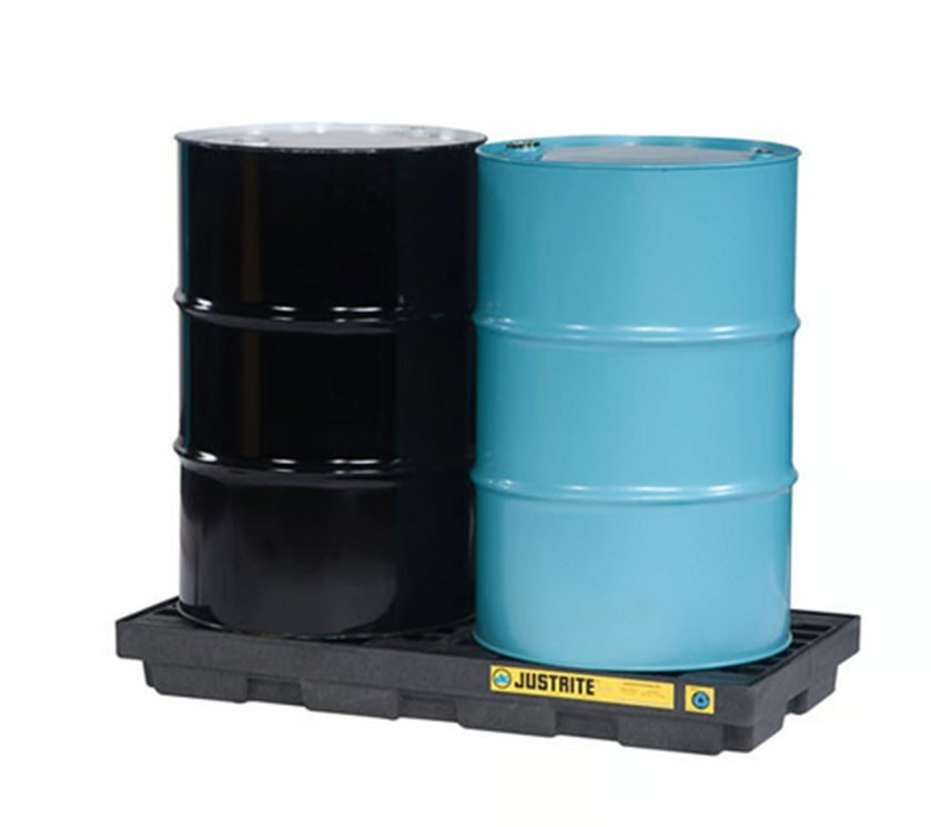 Justrite 2 Drum Accumulation Center, 24 Gallon SpillCapacity Black -28655