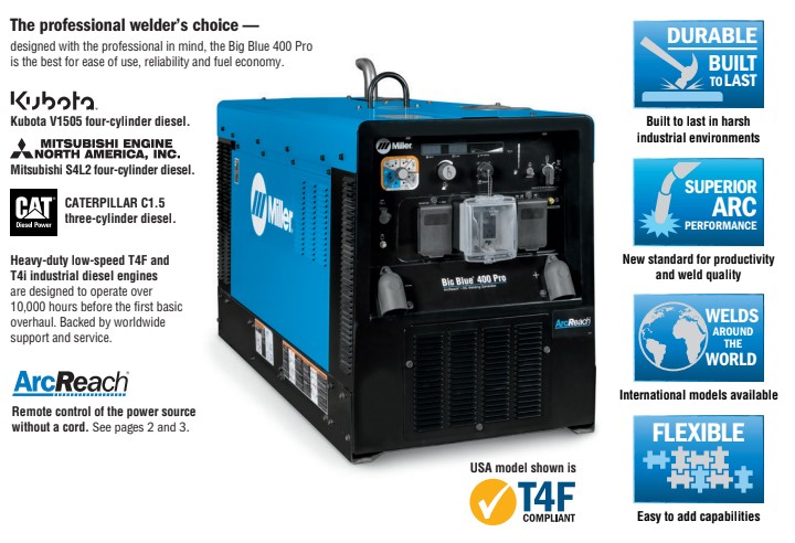 Miller Big Blue 400X Pro Arch Reach