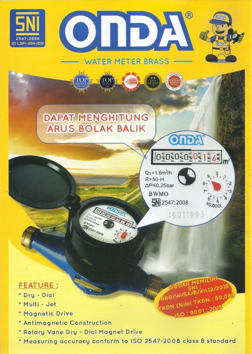 Onda Water Meter/Meteran Air Brass 1/2in DN.15mm